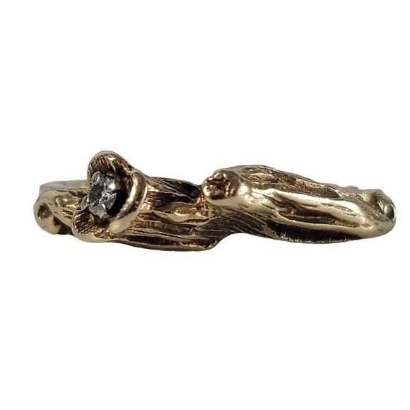 14kt Yellow Gold Botanical Ring w/ Genuine Diamond Accent Size 4.75 Weight 3.06g - Picture 5 of 12
